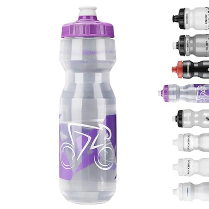 ROCKBROS Bike Water Bottle 20oz-25oz Squeeze Cycling Water Bottle BPA Free - color: 25oz Purple Transparent, style: 1 Pack