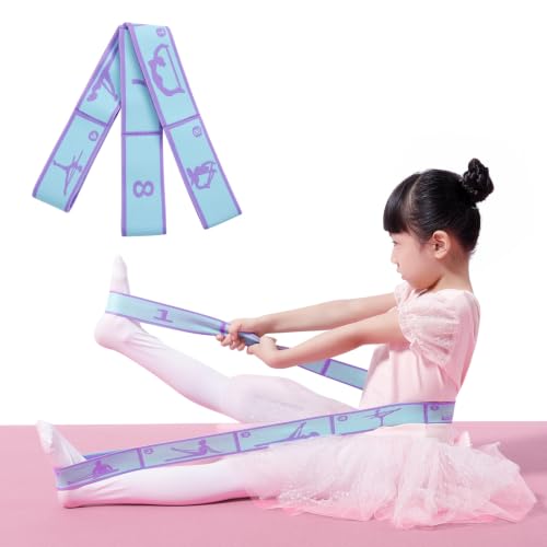 Adjustable Stretch Strap for Kids, 8-Loop Elastic Resistance Band for Children Gymnastics, Ballet Dance, Yoga, Stuff，Pilates & Flexibility Training, Home Exercise Equipment for Girls - color: Blue
