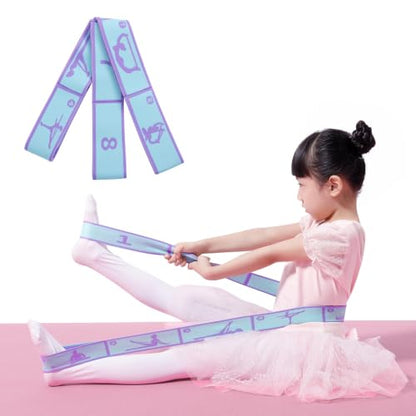 Adjustable Stretch Strap for Kids, 8-Loop Elastic Resistance Band for Children Gymnastics, Ballet Dance, Yoga, Stuff，Pilates & Flexibility Training, Home Exercise Equipment for Girls - color: Blue