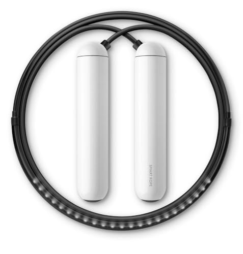 [Tangram Factory] Smart Rope - LED embedded Jump Rope - See your fitness data in MID-AIR - color: White, size: Medium