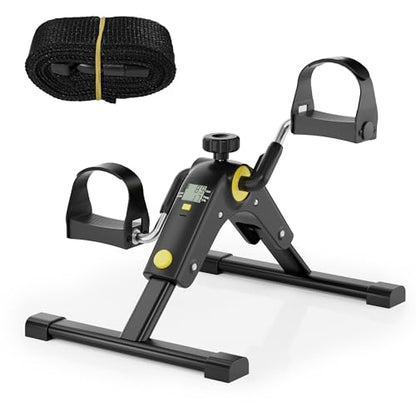 MOMODA Under Desk Bike Pedal Exerciser with LCD Display Portable Mini Exercise Bike for Arm and Leg - color: Black