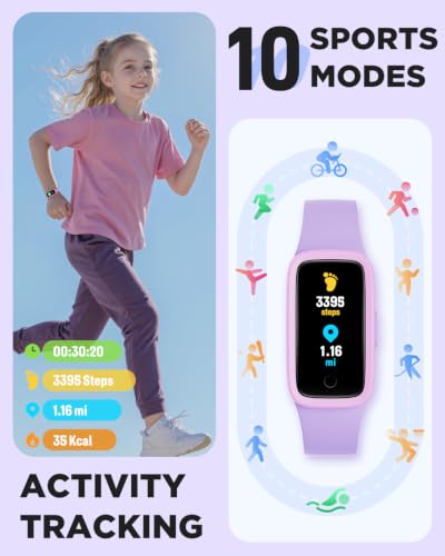 Vigor 3 Kids Watch Fitness Tracker, AMOLED Screen for Boys Girls Age 5-15 - color: Lilac