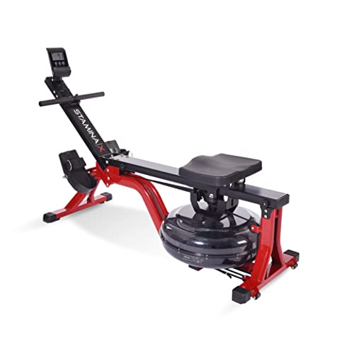 Stamina Inmotion Rower Compact, Efficient Cardiovascular Rowing Machine Smooth Adjustable Tension - color: Black / Red