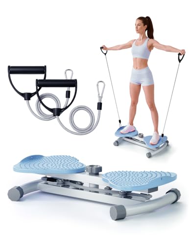 Waist Twister Machine Exercise, Ab Twist Board for Body Toning, Fat Burning, Supports 300 lbs, Noiseless, Anti-Slip, Compact Portable for Home, Gym, Apartment, Office - color: Blue