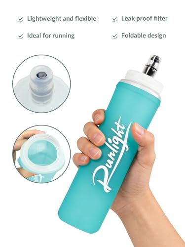 Runlight 500ml Soft Flask, 1 Pack TPU Easy Squeeze Sports Bottles,Running Vest, Leak Proof Folding Water Bottle for Hiking Cycling Climbing Jogging