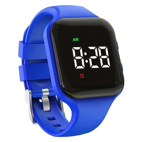 Vibrating Alarm Watch Rechargeable 15 Alarm Reminder Wristband Potty Training Watch with Lock Screen - color: Navy Blue