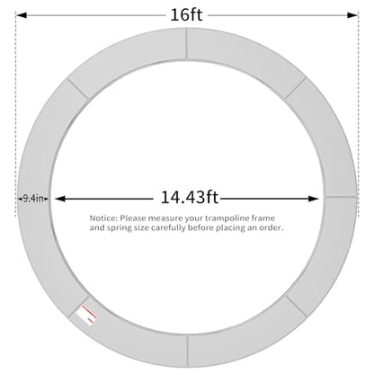 ACWARM HOME 16FT/15FT/14FT/12FT/10FT Trampoline Safety Pad Replacement, Round Trampoline Spring Protection Cover, Fits 16FT/15FT/14FT/12FT/10FT Frames, Water-Resistant Trampoline Accessories - color: Gray, size: 16FT