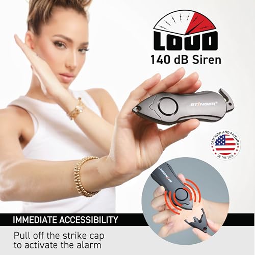 StingerUSA 140dBSiren Personal Safety Alarm Keychain Emergency Tool USAFlag - color: USA Flag