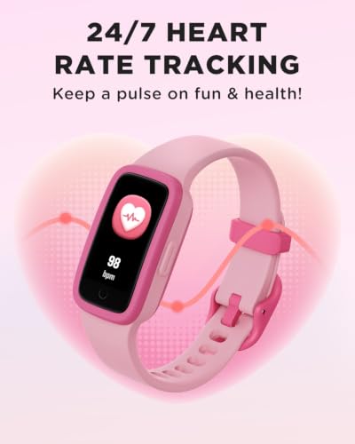 Vigor 3 Kids Watch Fitness Tracker, AMOLED Screen for Boys Girls Age 5-15 - color: Pink