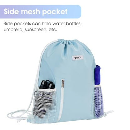 WANDF Drawstring Backpack, Gym Sackpack for Sports - color: Light Blue