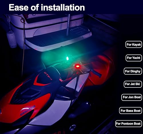 Amzonly 6pcs Navigation Lights, Stern Lights for Boat Kayak, Battery Operated Safety Light Kit for Night Kayaking, High Visibility, Boat Safety Whistle Included, 12PCS Extra Batteries - color: White