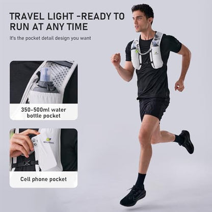 N NEVO RHINO Running Vest with 1.5L Water Bladder, Hydration Vest Pack - color: White