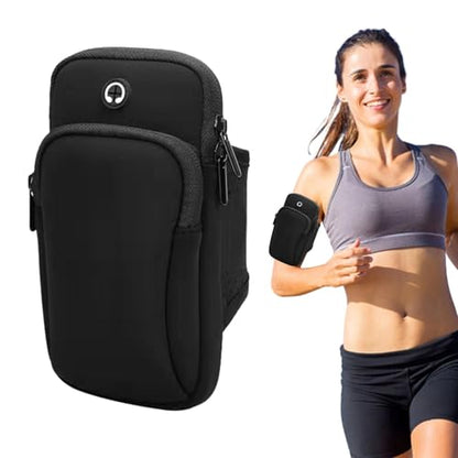 Phone Holder for Running, Walking, Workout, Under 7 in Armband Smartphone Holder, Phone Pouch Cards Keys Wallet, Gym Sports Arm Bands Sleeve Fit Women Men(Color:Black)