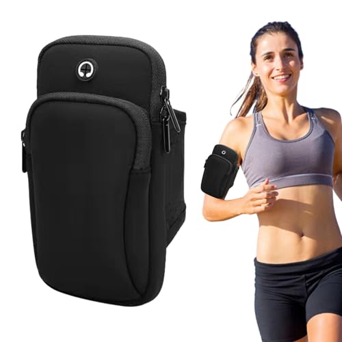 Phone Holder for Running, Walking, Workout, Under 7 in Armband Smartphone Holder, Phone Pouch Cards Keys Wallet, Gym Sports Arm Bands Sleeve Fit Women Men(Color:Black)