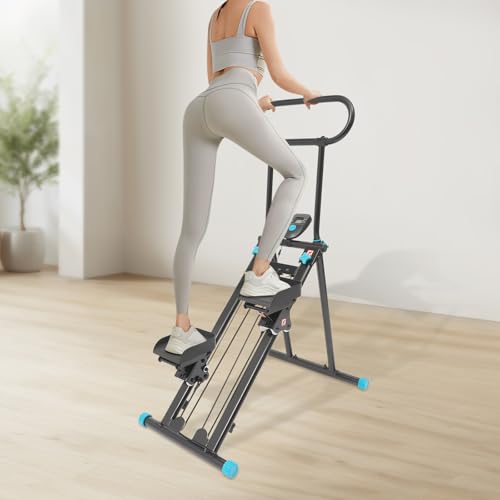 Stair Stepper Vertical Climber Machine with LCD Screen Compact Folding Cardio Exercise Climber Stair Climber for Living Rooms, Home Gyms, Apartments Foldable Design 300 lbs Capacity - color: Black