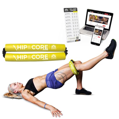 Crossover Symmetry Hip & Core System - Loop Resistance Home Workout Bands to Stretch and Strengthen Legs, Butt, Hips, Thighs and Glutes, Includes Online Exercise & Training Guide - color: Yellow