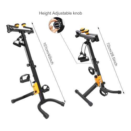 Portable Pedal Exerciser Bike,Foldable Pedal Exerciser,Indoor Cycling Fitness Equipment,Home Workout Physical Therapy Equipment for Seniors,8-Level Height Adjustable,Triangle Structure(Black)