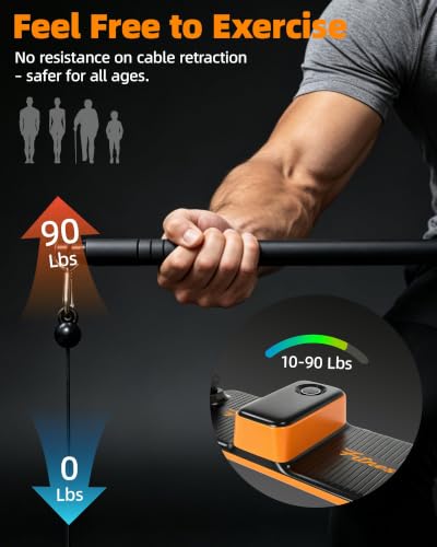 Home Gym Equipment, Smart Digital Cable Machine with Adjustable Resistance, Portable Strength Training System for Full Body Workout, Home, Apartment & Garage