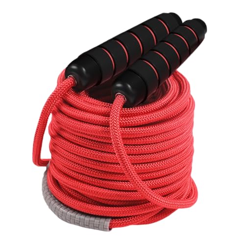 30 FT Long Jump Rope for Kids Adults,Double Dutch Jump Rope,Adjustable Skipping Ropes with High-strength Nylon Braided Rope Core,360°Rotation Not Entangled,Long Enough for 6-10 Jumpers.Red