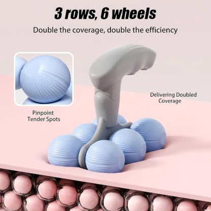 6-Wheel Handheld Massage Roller for Muscle Pain Relief (Blue) - color: Blue