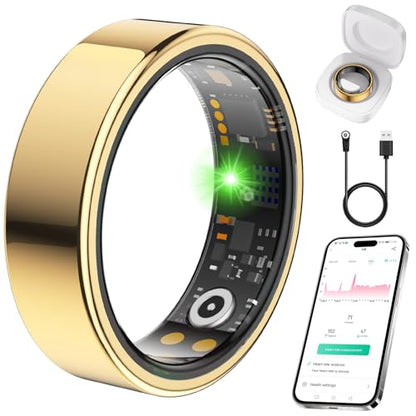 Smart Ring for Women Men, Health Tracker, Fitness Ring (Gold, 7#) - color: Gold, size: 7#