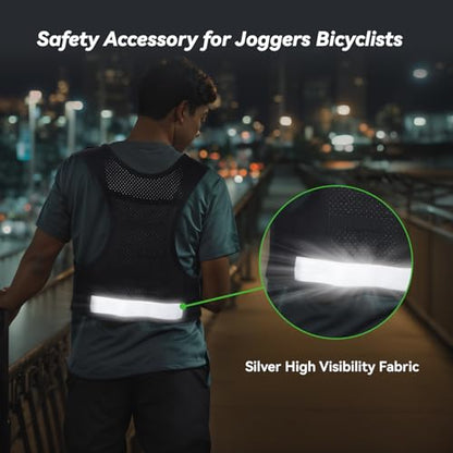Running Vest for Women & Men, Adjustable Elasticated Sternum Straps Vest with 500ml Soft Flask, Fast and Free Reflective Running Vest, Designed for Running Marathon Trail Race Jogging Cycling - size: Large