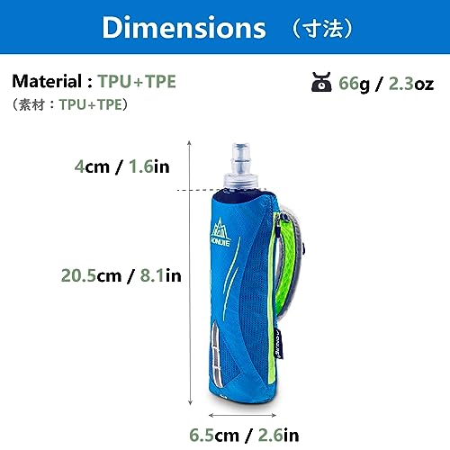 JEELAD Soft Folding Water Bottles TPU Collapsible Flask Ideal for Hydration Vest Running Hiking Cycling Outdoor - color: Black 500ml Handheld Bottle