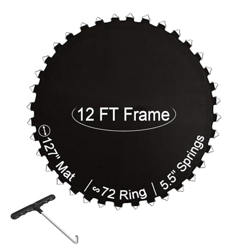 Ketofa 12FT 14FT 15FT Trampoline Mat Replacement, Fits 5.5" Springs 72 80 V-Hooks Round Trampoline Frame,Premium Trampoline Jumping Mat (Excluding Frame and Spring) - size: ‎12FT|127" Wide|72 V-Rings | Fits 5.5" Springs