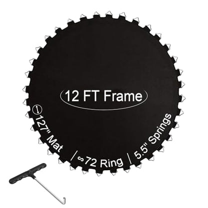 Ketofa 12FT 14FT 15FT Trampoline Mat Replacement, Fits 5.5" Springs 72 80 V-Hooks Round Trampoline Frame,Premium Trampoline Jumping Mat (Excluding Frame and Spring) - size: ‎12FT|127" Wide|72 V-Rings | Fits 5.5" Springs