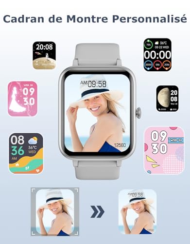 GRV Smart Watch for Men Women, Bluetooth Call, for iPhone Android Gray - color: Gray