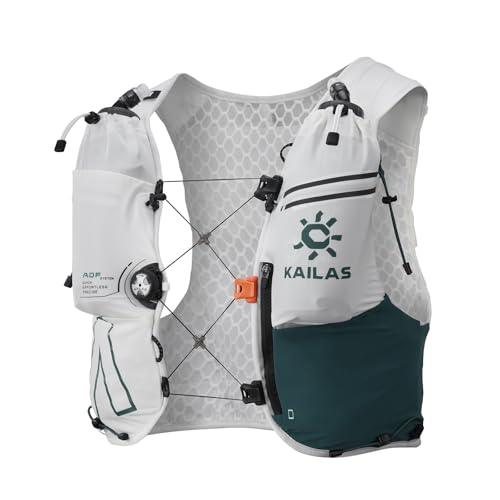 KAILAS FUGA AIR 8 Ⅳ Running Hydration Vest Hydration Pack Lightweight with Two TPU Water Bladders for Women Men Trail Cycling Hiking - color: Pure White/Cyan Blue, size: 8L-S