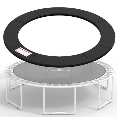 LANGXUN Universal Trampoline Repalcement Safety Pad, 8ft 10ft 12ft 14ft 15ft 16ft Waterproof Surround Spring Foam Cover for Round Frame - color: Black, size: 16ft