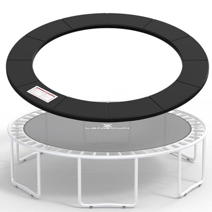 LANGXUN Universal Trampoline Repalcement Safety Pad, 8ft 10ft 12ft 14ft 15ft 16ft Waterproof Surround Spring Foam Cover for Round Frame - color: Black, size: 15ft