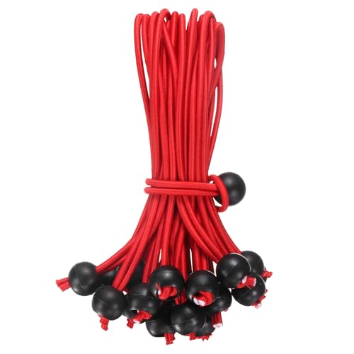 uxcell 8" Balls Bungee Cords, 30 Pcs Bungee Cords with Balls Elastic Tarp Tie Downs for Tents, Camping, Tarp, Posters, Expander Loops, Tarpaulin Holders, Tarpaulin Rubber (Red/Black) - color: Red/Black, size: 8inch