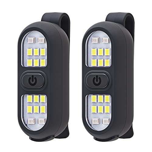 2 Pack Clip on Flashlights, Running Light for Runners Rechargeable Safety Lights for Walking at Night Hands Free Flashlight Portable LED Work Light Warning Flashing Camping Hiking Walking Dog Black - color: 2 Pack Black