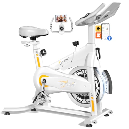 Exercise Bikes for Home,Spin Bike with Adjustable Magnetic,Brake Pad Resistance Silent Belt Drive,350lbs/300lbs Weight Capacity &Upgraded Version Seat for Home Cardio&Weight Loss(QM-530W) - color: White