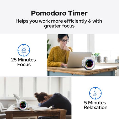Visual Timer for Kids Kitchen Timer Pomodoro Magnetic Visual Countdown - color: Silvery