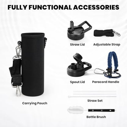 RAYMYLO Insulated Water Bottle 20 oz, Triple Wall Vacuum Stainless Steel - color: Dark Blue, size: 20 Ounces