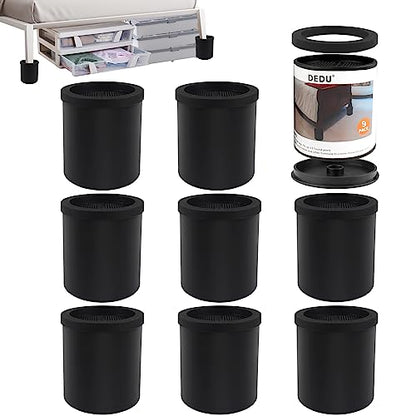 DEDU Bed Risers 4 Inch Heavy Duty 9 Pack, Furniture Risers with Non-Slip Pad Supports Up to 11000 Lbs, Round Couch Risers for Sofas, Desk or Chair (Black) - size: 4 inch