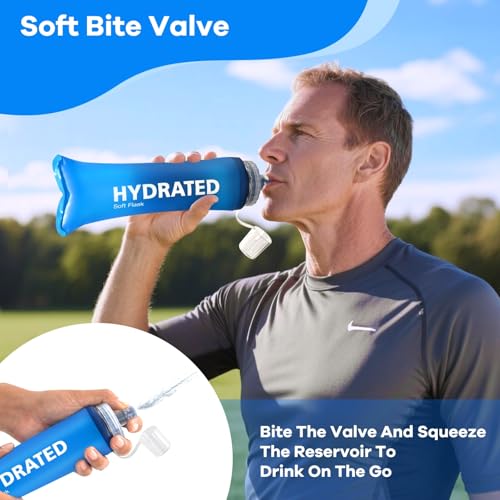 WEMEET 500ml Soft Flask 2Pack, TPU Collapsible Soft Water Bottle, 17oz Foldable TPU Bottles for Hydration Pack BPA-Free, Running Lightweight Water Bottle for Hiking Cycling Climbing Running - style: 17 Ounces