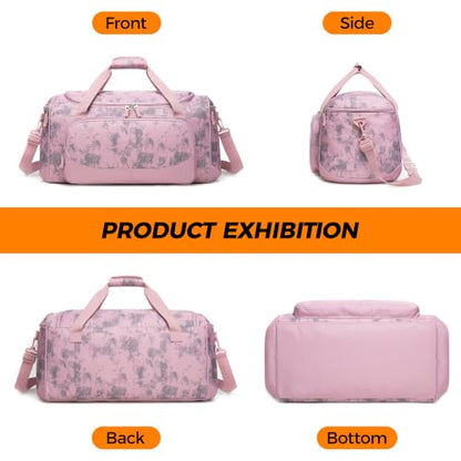 Uarition Gym Bag for Men & Women - 50L Duffle Bag for Travel, Pink Tie-Dye - color: Dusty Pink Tie-Dye