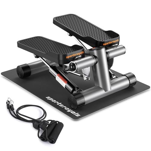 Sportsroyals Stair Stepper for Exercise, Mini Steppers with Resistance Band, Hydraulic Fitness Stepper Exercise Home Workout Equipment for Full Body Workout, 330lbs Weight Capacity