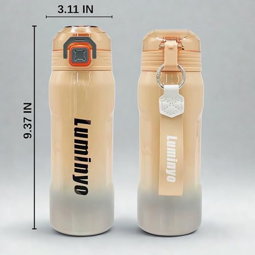 Insulated Stainless Steel Water Bottle with Strap & Lock Lid – Leakproof Vacuum Flask, Double Wall Thermal BPA - Free Sports Bottle for Gym, Travel & Office, 22 OZ (Apricote) - color: Apricote