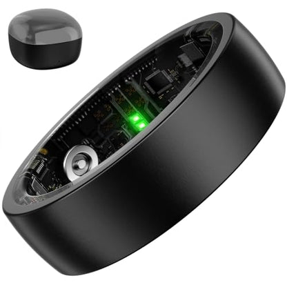 Smart Ring Women Men, Fitness Tracker, No Subscription, Sleep, Black 8 - color: Black, size: 8