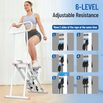 HXD-ERGO Stair Stepper for Home with Adjustable Resistance for Full Body - color: White & Pink