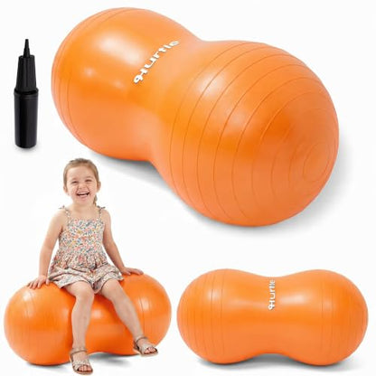 Hurtle Peanut Shaped Exercise Ball, Yoga Active Seat, Bounce Balance Desk Chair, Wiggle Flexible Sitting Ball for Kids, Boys, Girls and Adults - color: Orange