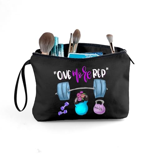 Workout Gym Exercise Gifts for Fitness Lovers Women Black Makeup Bag - color: fitness53-black