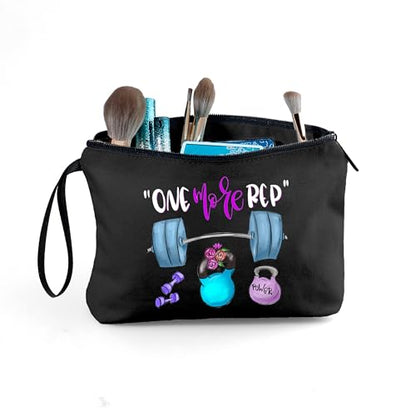 Workout Gym Exercise Gifts for Fitness Lovers Women Black Makeup Bag - color: fitness53-black