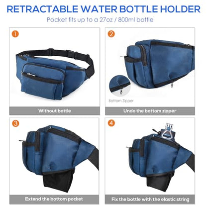 NOOLA Fanny Pack with Water Bottle Holder, Hiking Waist Bag for Men Women - color: Blue
