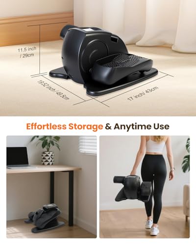 Under Desk Elliptical Machine, Ellipse Leg Exerciser as Seen on TV with Remoter, Quiet Electric Seated Pedal Exerciser, Mini Leg Exercise While Sitting for Seniors, Manual & Auto Mode